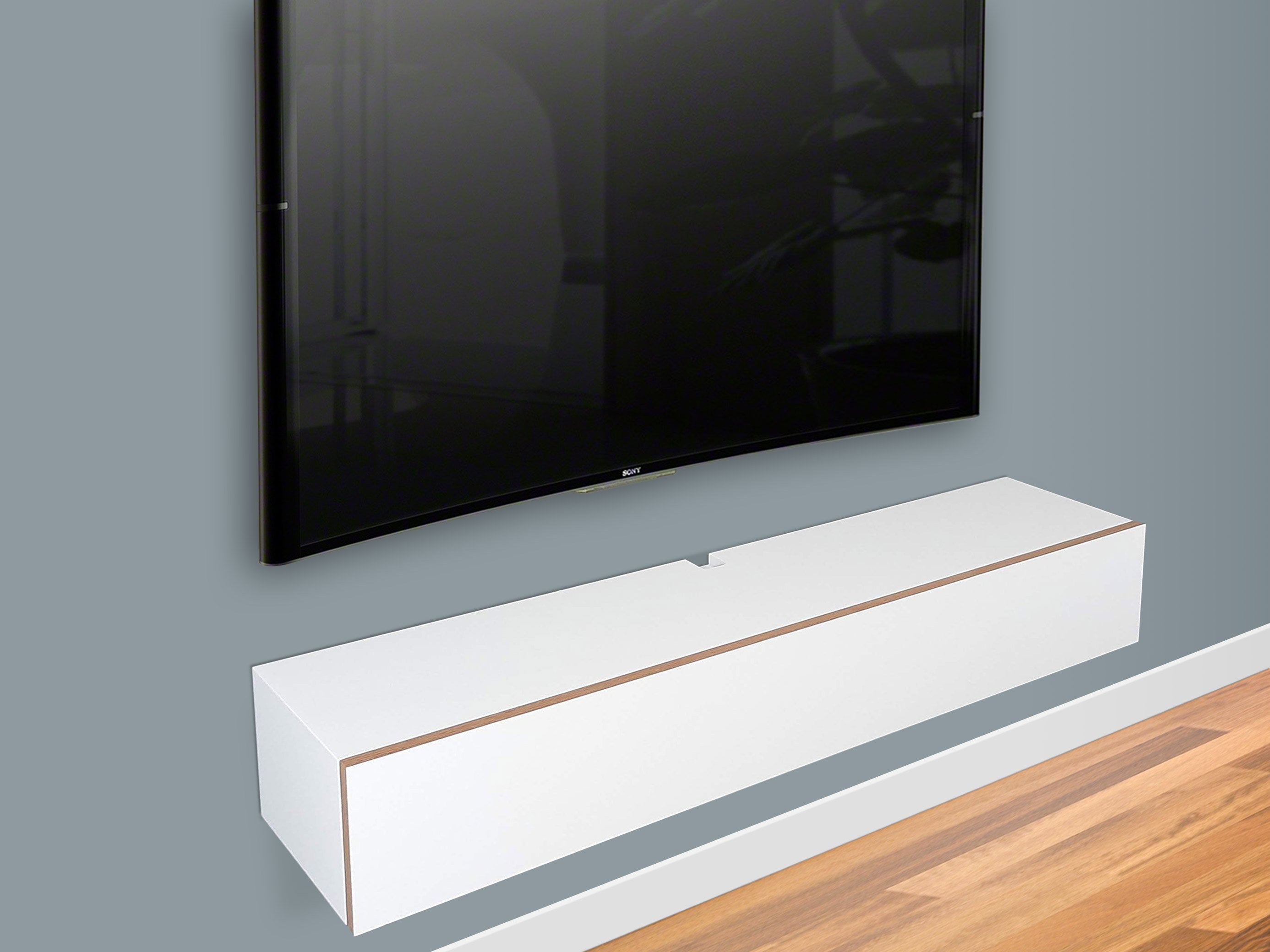 Blanca White Floating TV Stand Wall Mount TV Media Console - Etsy UK