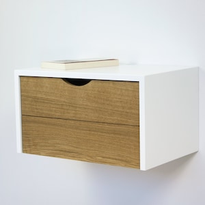 Aren Floating Nightstand Drawers, Hardwood Wall Mount Nightstand, Floating Bedside Drawers, Danish Furniture