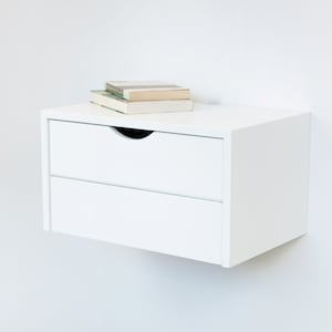 Aren Minimalist Floating Nightstand Drawers, Lacquer Coating High End Finish Wall Mount End Table Drawers