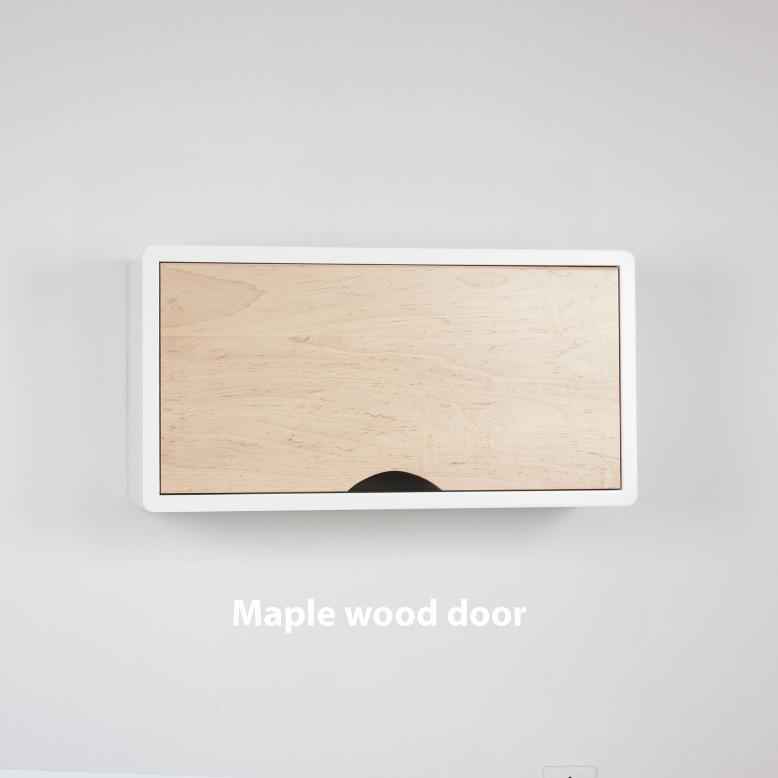 White Floating Wall Shelf With Solid Hardwood Door Etsy