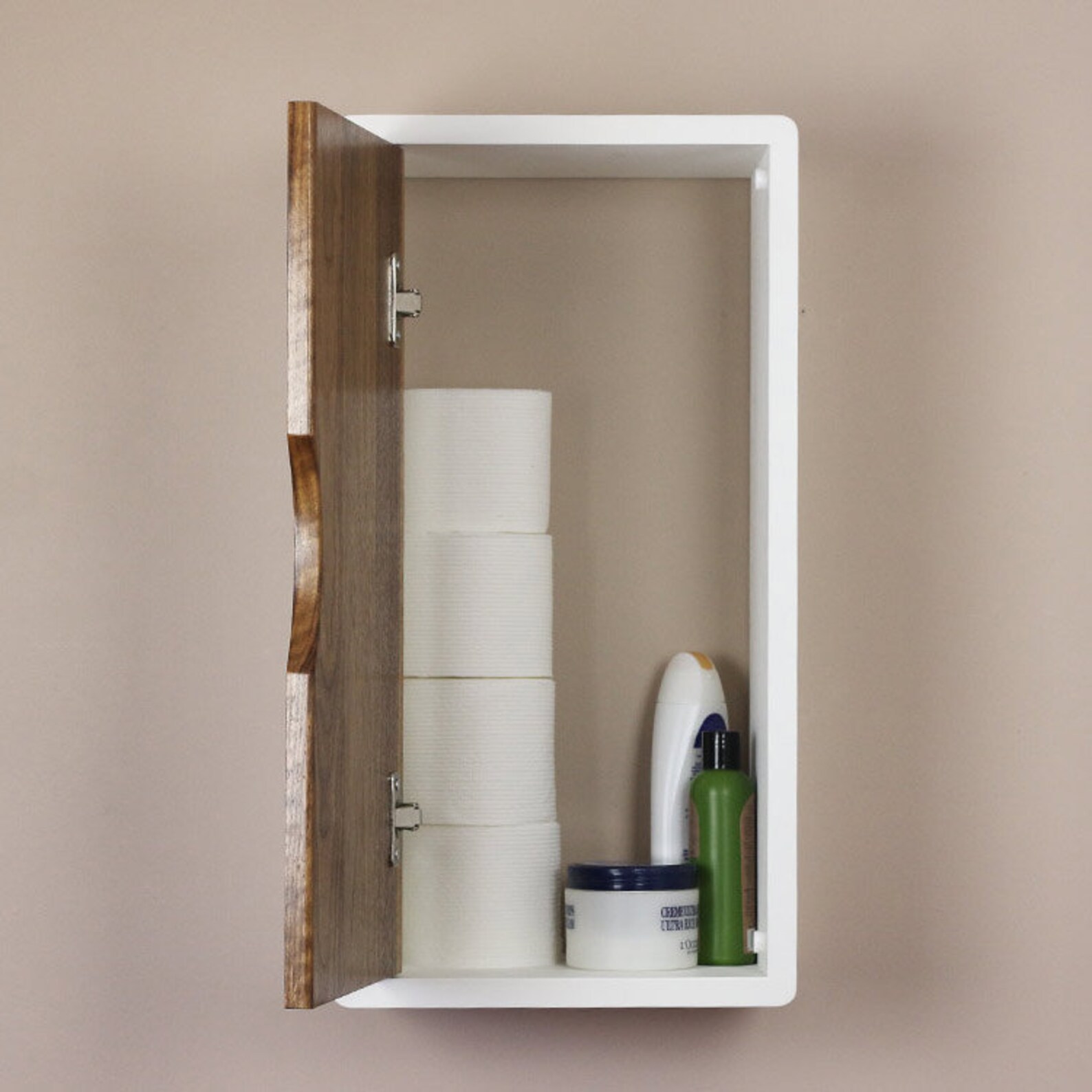 White Floating Wall Shelf With Solid Hardwood Door Etsy Canada