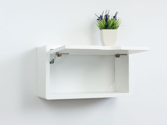 Mini White Floating Cabinet, Small Wall Mount Storage Cabinet Shelf 