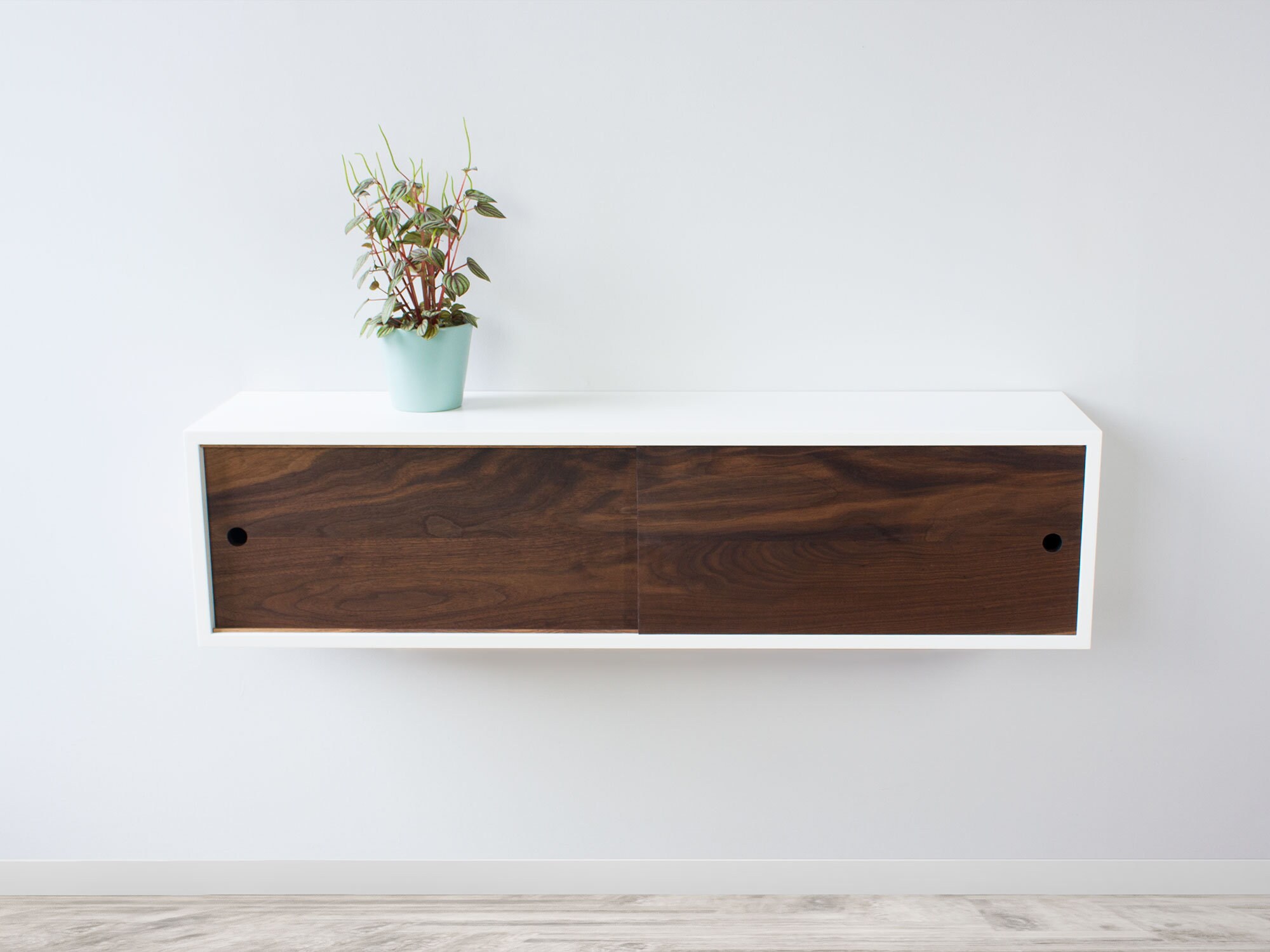 Modern Floating Shelf With Sliding Hardwood Door Floating Etsy UK