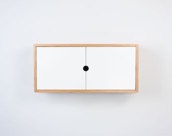 Blanca Minimalist Solid Hardwood Floating Cabinet, Modern Wall Cabinet, Floating Storage