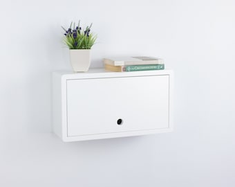 Mini Floating White Cabinet, Lacquer Coating High End Finish Small Wall Cabinet, Small Medicine Cabinet