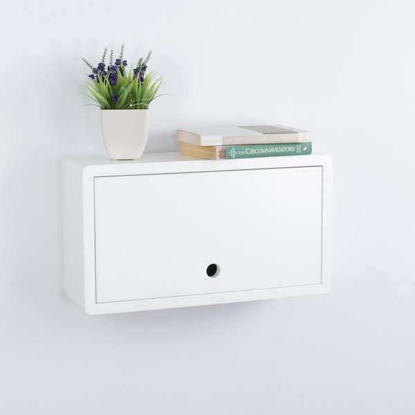 Mini Floating White Cabinet, Small Wall Mount Storage Cabinet Shelf