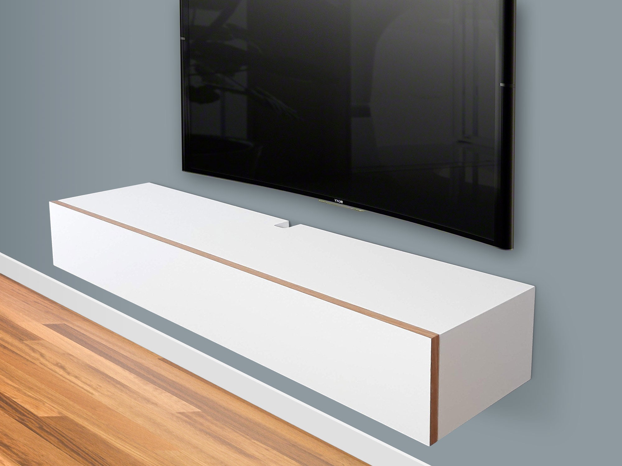 White tv 2024 stand floating