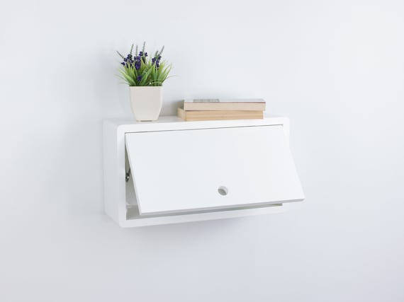 Schwebender Weißer Minischrank, Lackbeschichtung High-End-Finish Kleiner Wandschrank, kleiner Medizinschrank