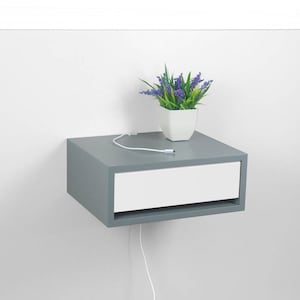 Devon Contemporary Floating Nightstand, Floating Bedside Table, Wall Mount Night Stand image 2