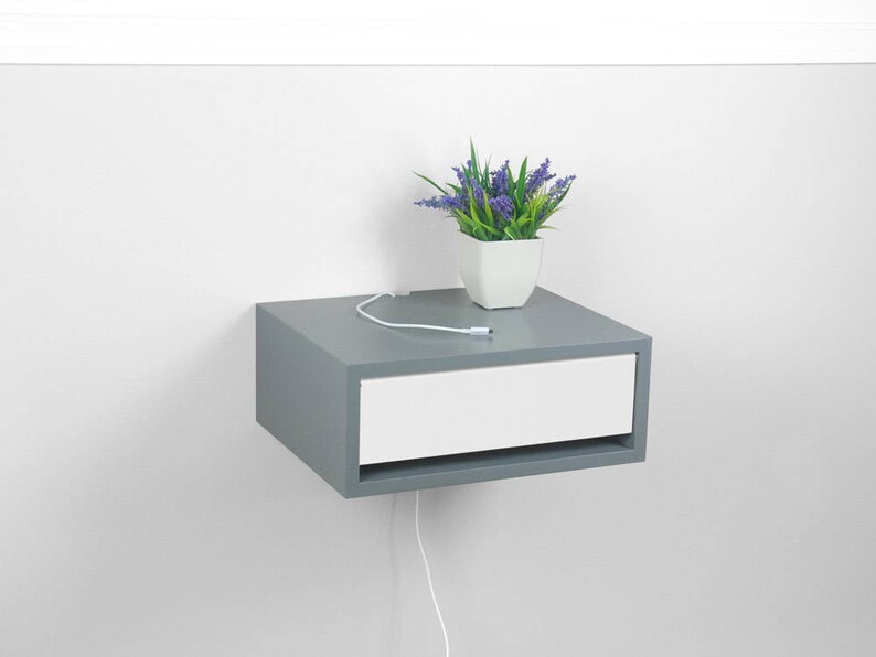 Devon Contemporary Floating Nightstand, Floating Bedside Table, Wall Mount Night Stand image 2