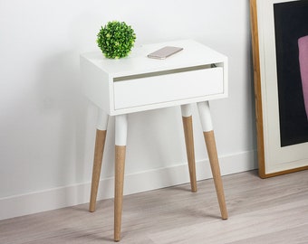 Jasper White Nightstand, White Bedside Table, Modern Side Table, Small Desk, Scandinavian Design Collection