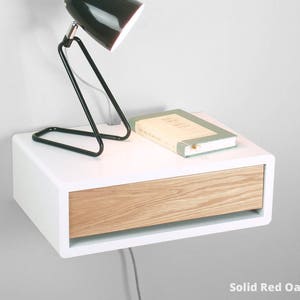 Mid Century Modern Nightstand with Door, Lacquer Coating High End Finish Floating Bedside Table, Wall Mount End Table