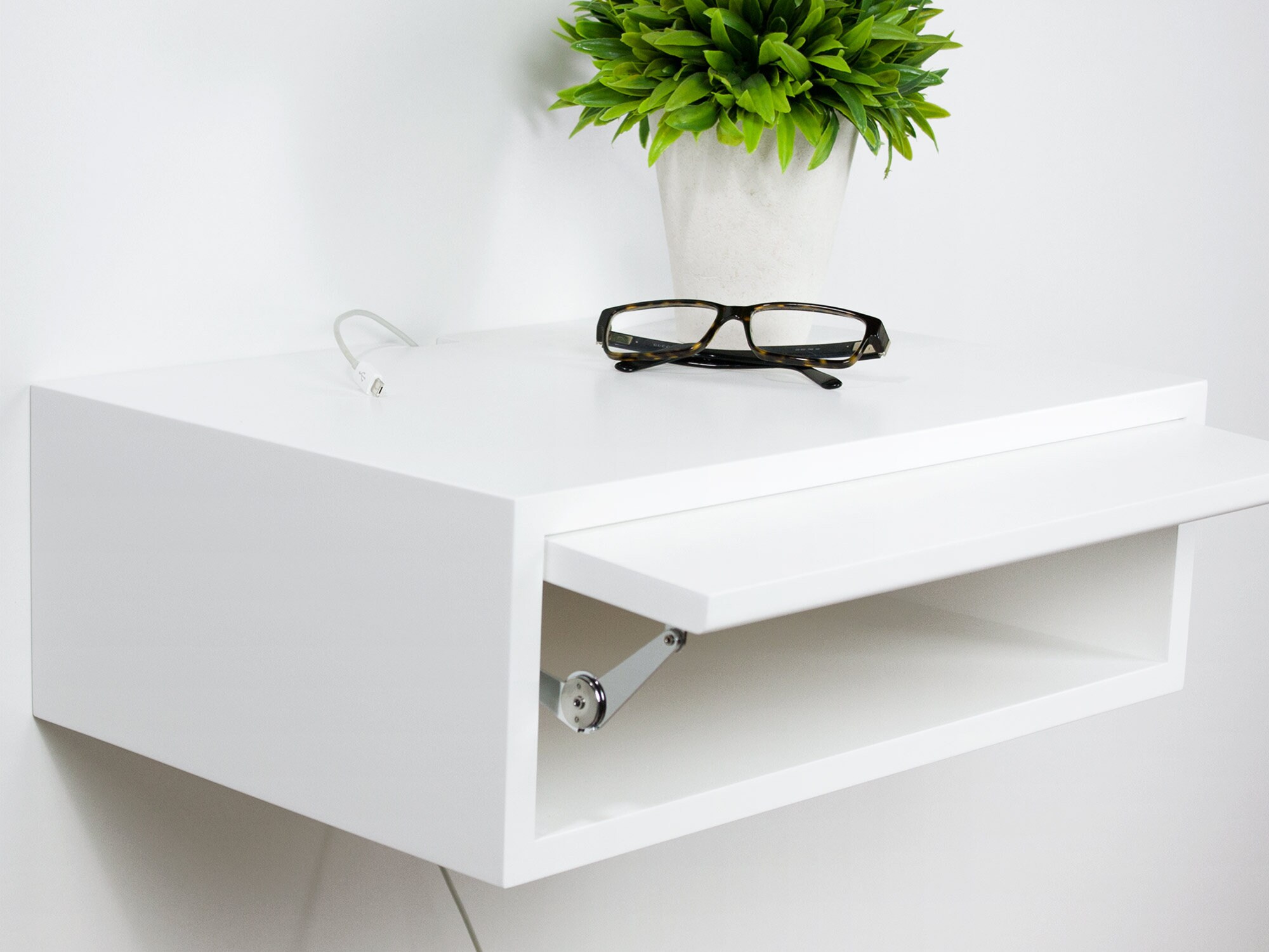 Contemporary White Floating Nightstand Floating Bedside Etsy Canada