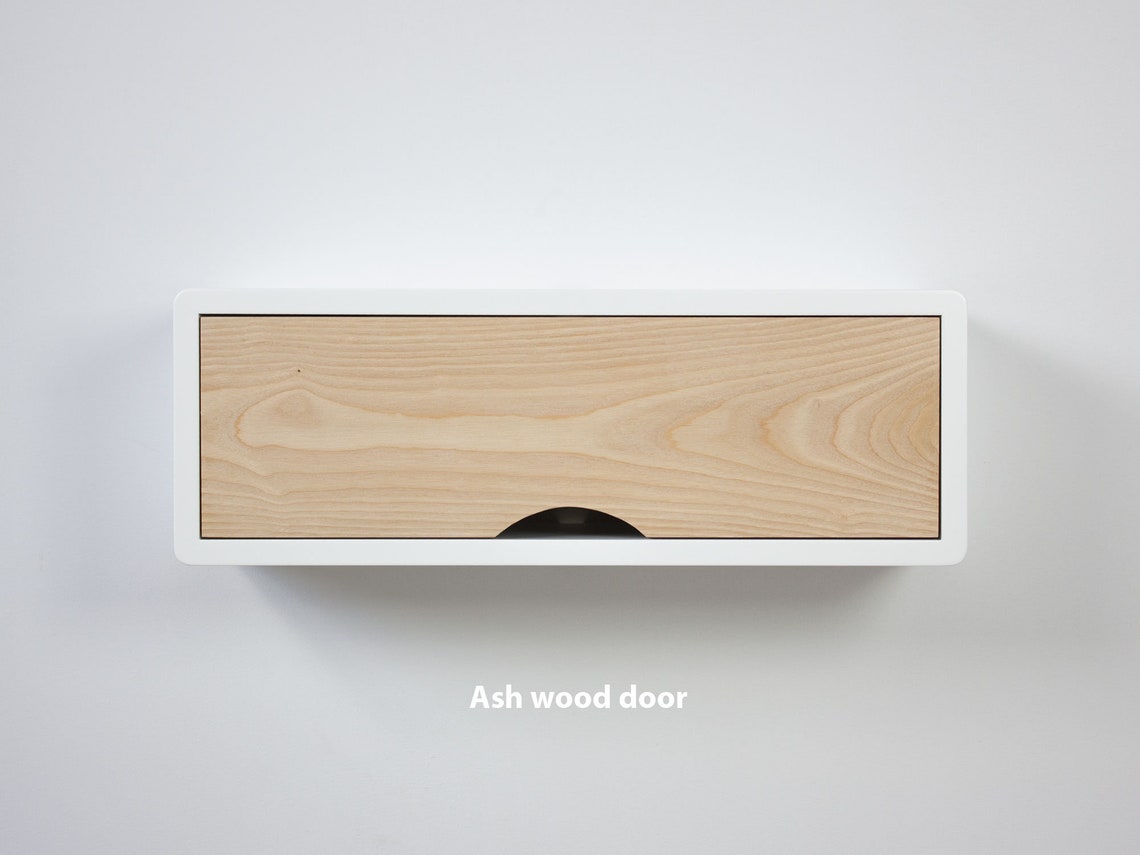 Mid Century Modern Floating Shelf With Door Floating Etsy Canada