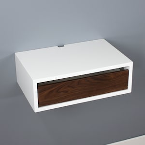 Contemporary Floating Nightstand, Lacquer Coating High End Finish Mid Century Modern Nightstand, Side Table, Wall Mount Bedside Table