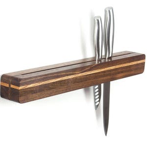 Walnut Floating Knife Rack, Hardwood Knife Holder