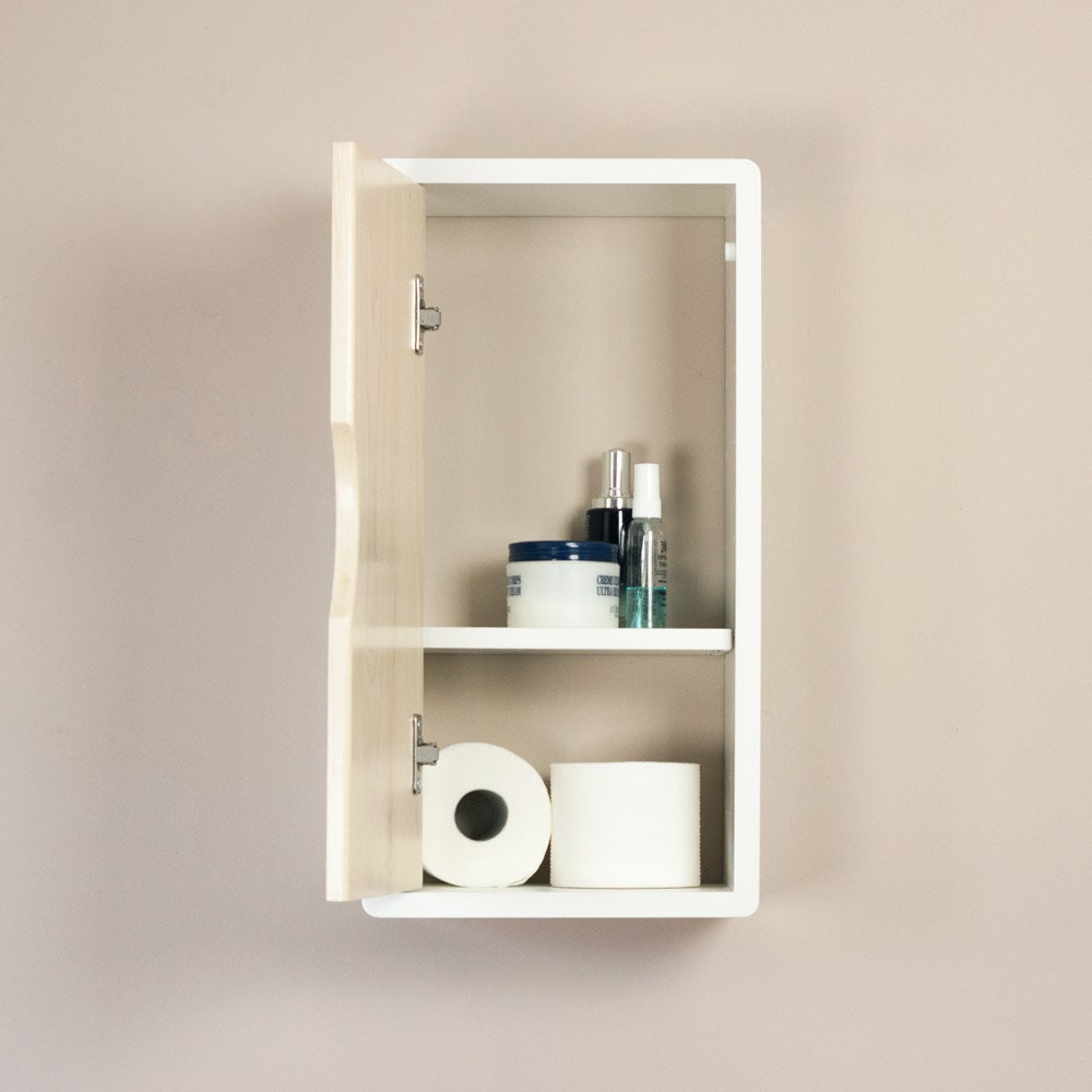 White Floating Wall Shelf With Solid Hardwood Door Etsy Canada