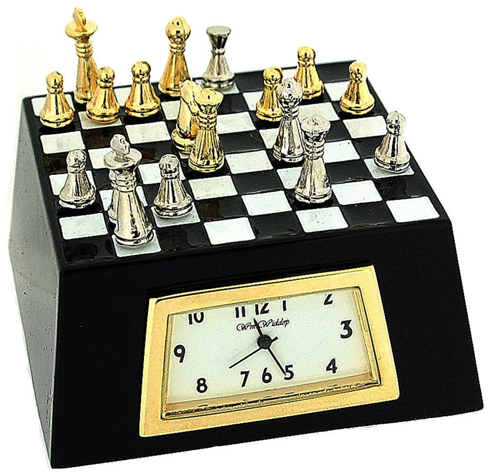 miniature-chess-board-novelty-quartz-movement-black-white-etsy