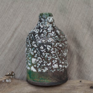 Bouteille en céramique pour fleurs séchées, vase en céramique raku, petite bouteille, décoration de table, décoration intérieure, petit vase en poterie, décoration intérieure, 734