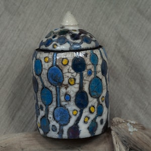 Raku ceramic kitchen bin with lid, jewelry box, storage box, trinket box, box with lid,  ceramic container, gift box, home decor, 796