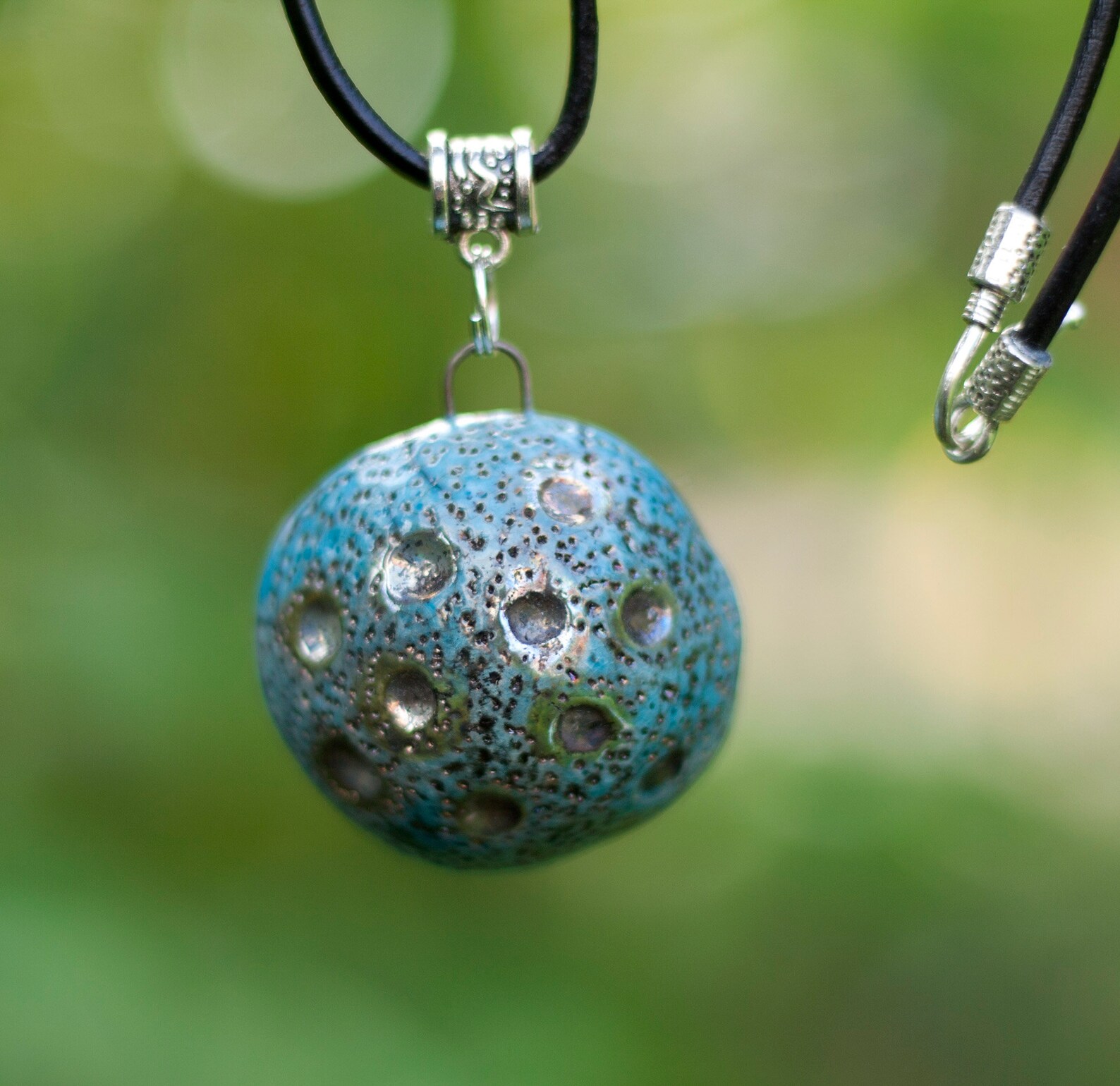 Turquoise and Silver Raku Ceramic Pendant Raku Ceramic Etsy
