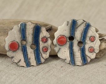 2 ceramic buttons, sewing accessories, craft accessories, craft supplies, clay buttons, set of buttons, jewelry supplies, 794