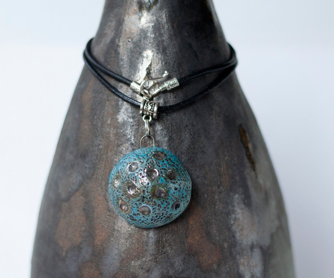 Turquoise and Silver Raku Ceramic Pendant Raku Ceramic | Etsy