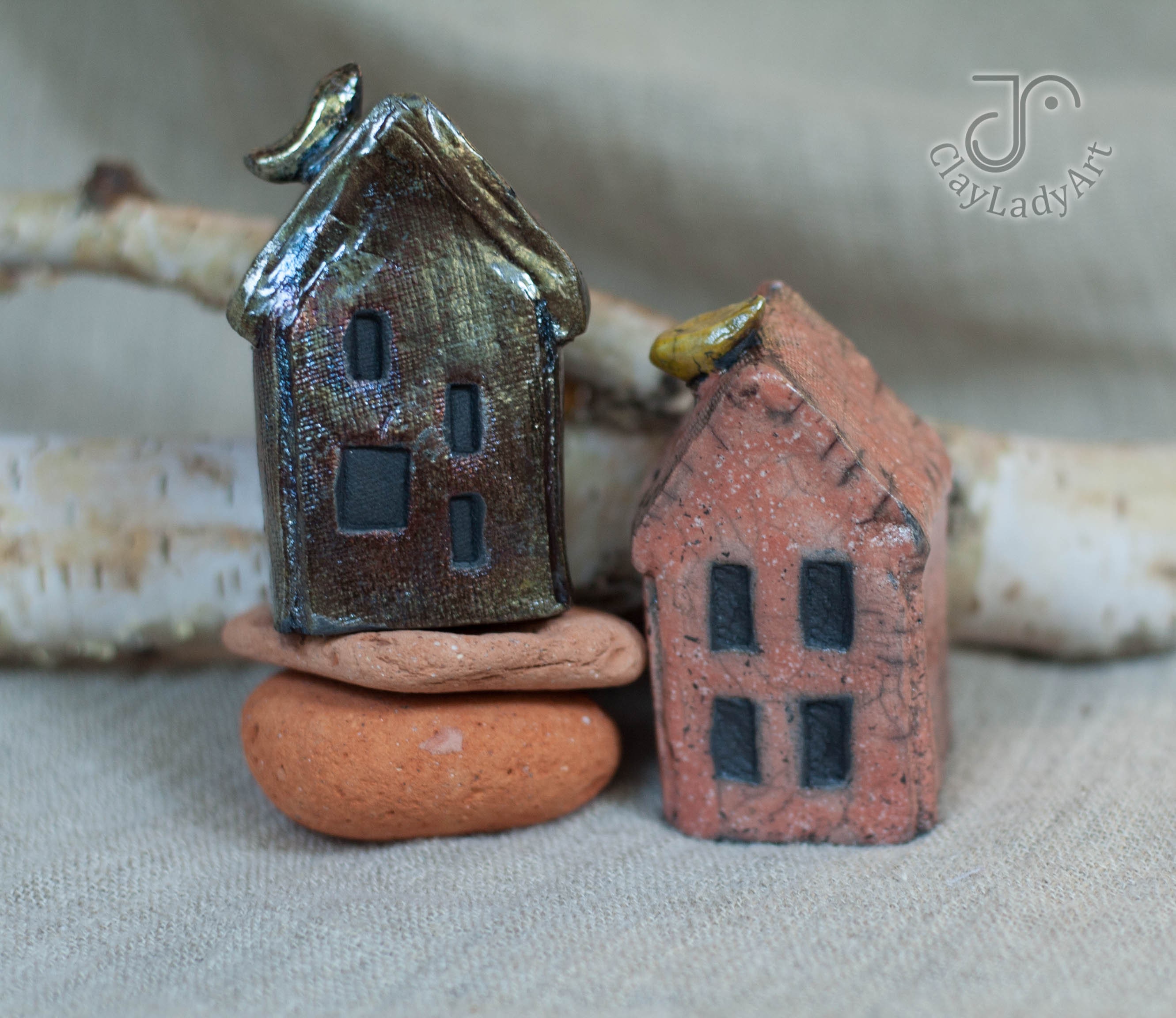 Ceramic Tiny House With Bird Miniature House Little Cottage - Etsy