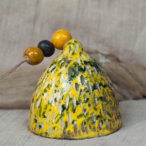 Raku ceramic bell,  clay bell, handmade ceramic bell, ceramic ringing bell, home decor, room decor, garden clay decoration, OOAK, 806