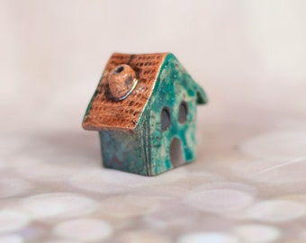 Ceramic tiny house, miniature house, little ceramic cottage, home decor, terrarium garden decor, farmhouse decor, new home gift, 144