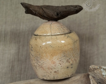 Ceramic urn for pet or human ashes, funeral urn, pet memorial, ceramic storage box, trinket box with lid, raku ceramic container,  578