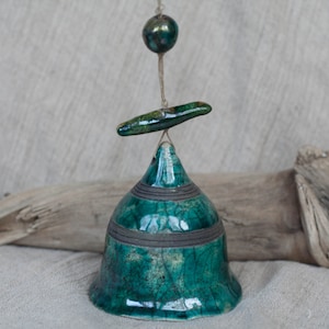Raku ceramic bell,  clay bell, handmade ceramic bell, ceramic ringing bell, home decor, room decor, garden clay decoration, OOAK, 740