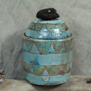 Raku ceramic kitchen bin with lid, jewelry box, storage box, trinket box, box with lid,  ceramic container, gift box, home decor, 937