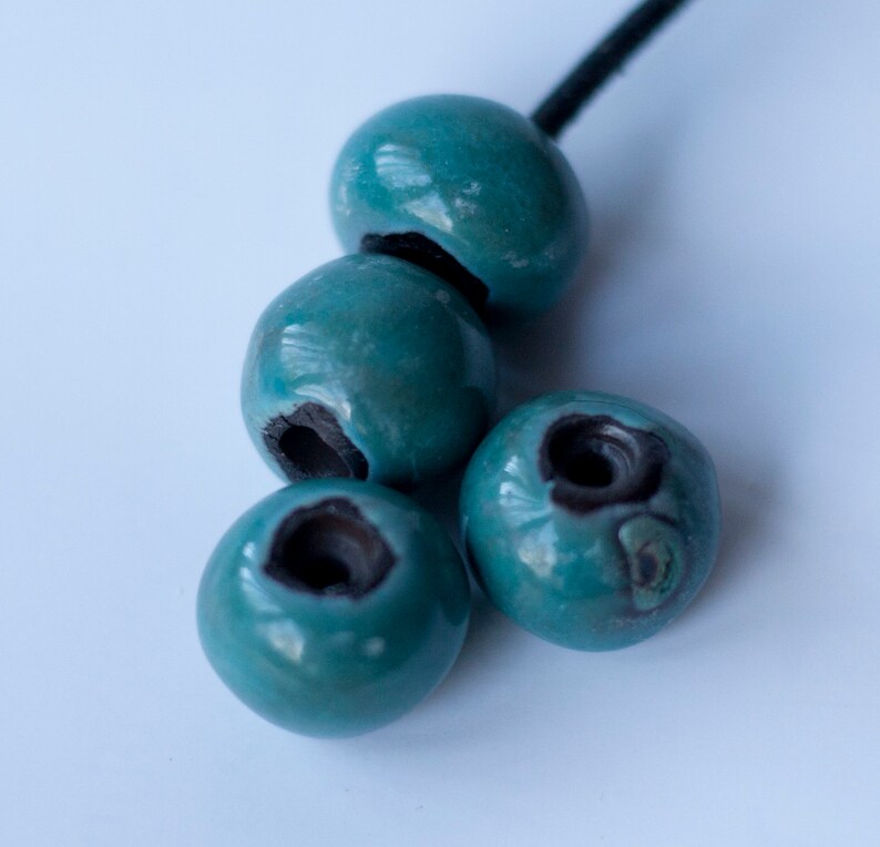 set of beads jewelry components handmade ceramic beads blue beads jewelry accessories OOAK turquoise ceramic beads 4 ceramic beads
