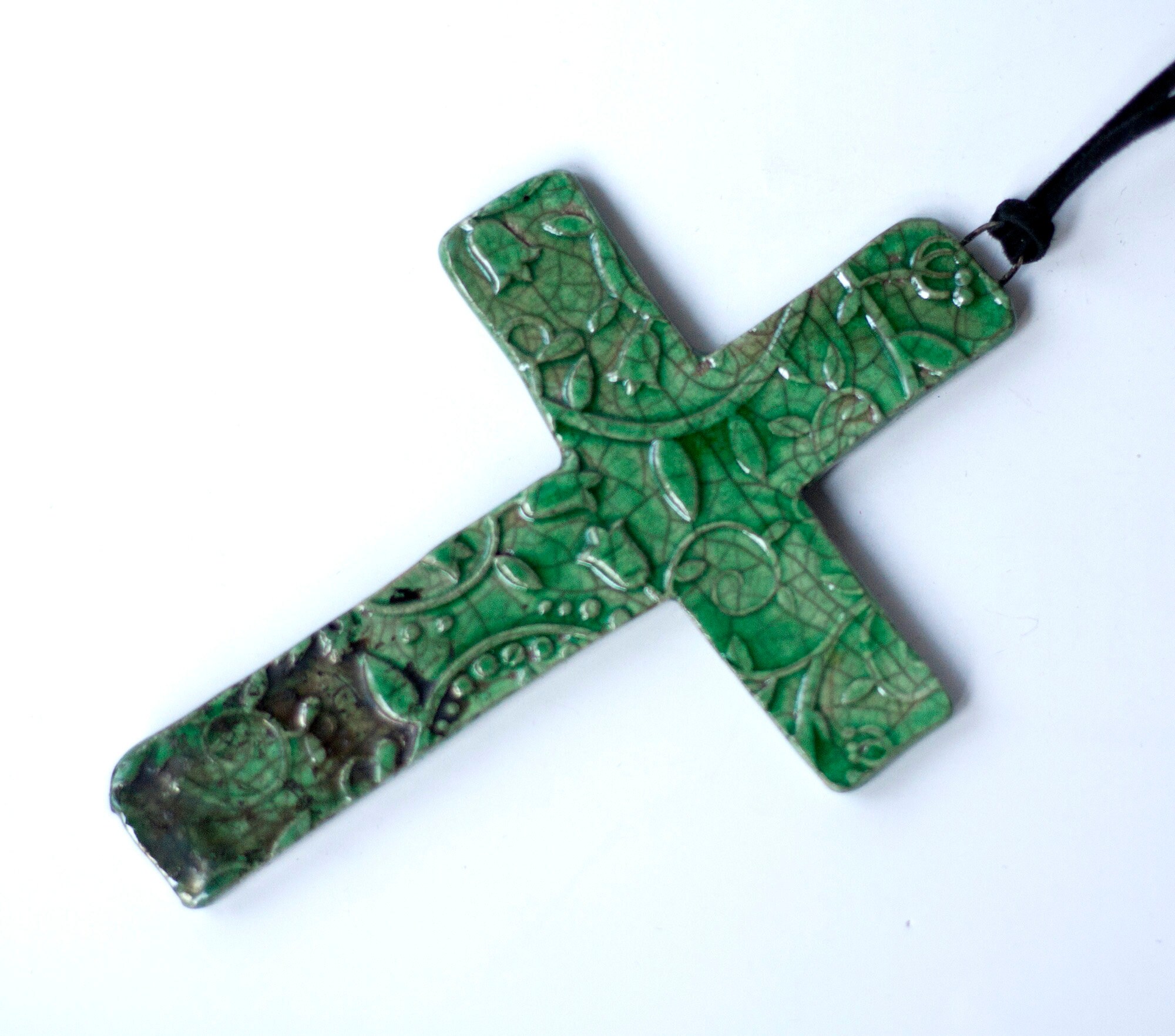 Cross Necklace Ceramic Cross Mens Necklace Cross Necklase Etsy UK