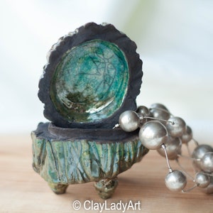 Jewlery box, ring box, ceramic storage box, trinket box for jewelry, raku ceramic box with lid,  raku ceramic container, kurinuki box,  82