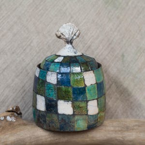 Raku ceramic kitchen bin with lid, jewelry box, storage box, trinket box, box with lid,  ceramic container, gift box, home decor, 873