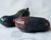 Raku ceramic eggplants, raku ceramic aubergine, ceramic sculptures, raku ceramic vegetables, handmade room decoration, OOAK