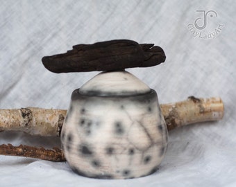 Ceramic urn for pet or human ashes, funeral urn, pet memorial, ceramic storage box, trinket box with lid,  raku ceramic container,  474