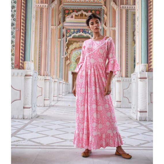 light pink floral maxi dress