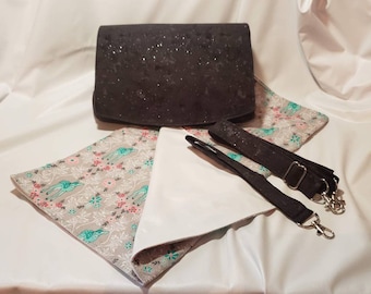 Little Black Diaper Clutch - Custom - Green Deer - Flora & Faun - Riley Blake - Travel Diaper Bag - Travel Changing Pad - Small Diaper Bag