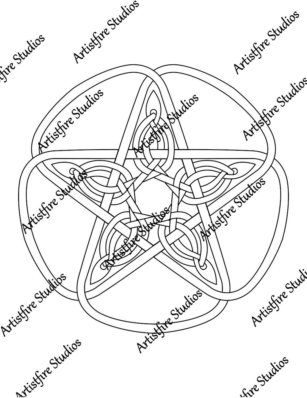 Celtic Coloring Pages Pentacle 2 Etsy