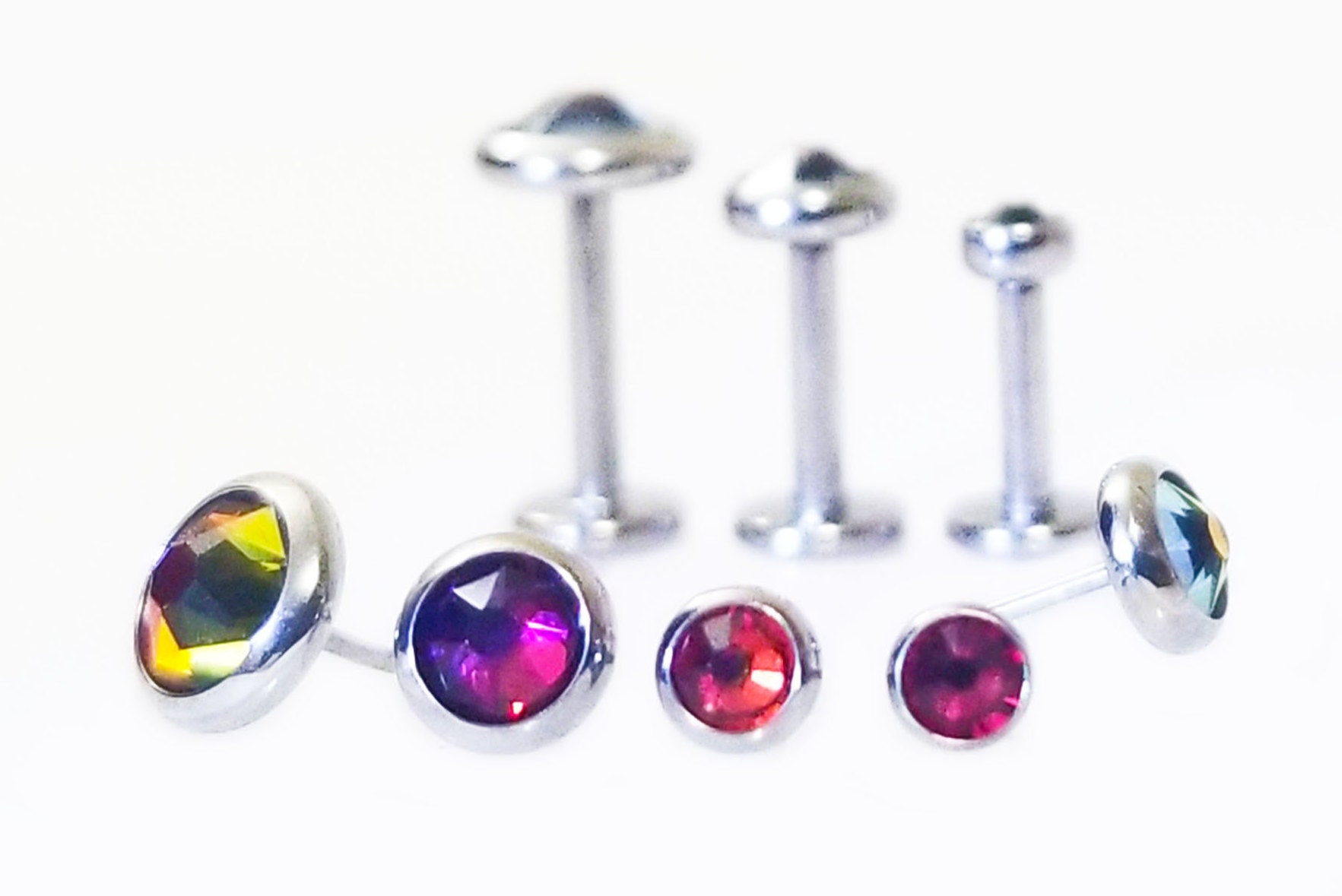 16g TITANIUM Threadless VOLCANO Flat Gem~ Custom Length Post~ Push Pin Tragus Helix Labret Medusa Lip Cartilage Ear Earring Jewelry~ 1 Stud