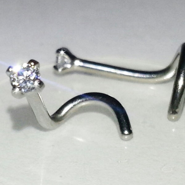 20g 18g Surgical Steel Super Sparkle Prong Set CLEAR Gem Custom Length Nose Screw~ 4- 9mm Custom Length ~ Nose Nostril Body Jewelry ~ 1 Stud