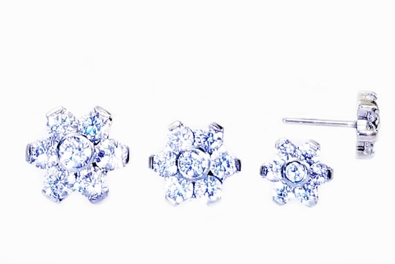TITANIUM Threadless 4, 5 or 6mm Clear FLOWER TOP~ Flat Low Profile~ Replacement Thread-less End Push Pin Flower Top~1 Top (without post)