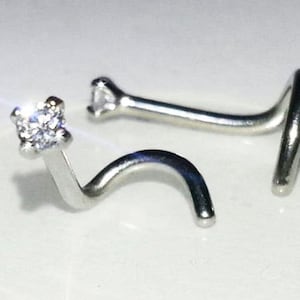 20g or 18g TITANIUM Low Profile Prong Setting CLEAR Gem Custom Length Nose Screw~ 4- 9mm Length Sensitive Nose Nostril Body Jewelry ~1 Stud