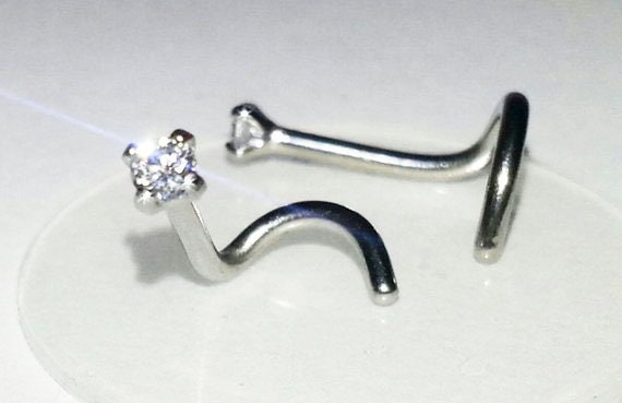 18g TITANIUM Low Profile Prong Setting CLEAR Gem Custom Length Nose Screw~ 4- 9mm Length Sensitive Nose Nostril Body Jewelry ~1 Stud
