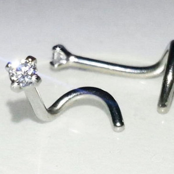 20g or 18g TITANIUM Low Profile Prong Setting CLEAR Gem Custom Length Nose Screw~ 4- 9mm Length Sensitive Nose Nostril Body Jewelry ~1 Stud