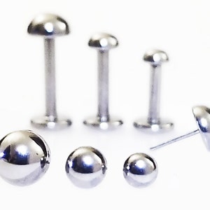 16g TITANIUM THREADLESS Jewelry~ High Polish DOME Ball~ Custom 5-10mm Post~ Push Pin Labret Medusa Lip Cartilage Helix Unique Earring~1 Stud