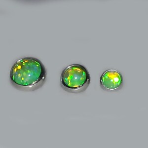 18g Genuine LIGHT GREEN OPAL Internally Threaded Steel Custom Length Tragus Forward Helix Cartilage Earring Nose Piercing Jewelry ~ 1 Stud bild 4